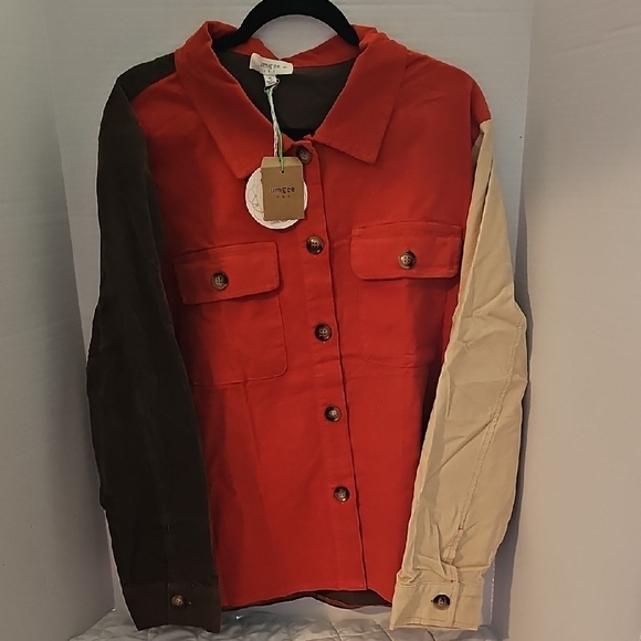 Colorblock Button-Up Jacket - Picture 1 of 3